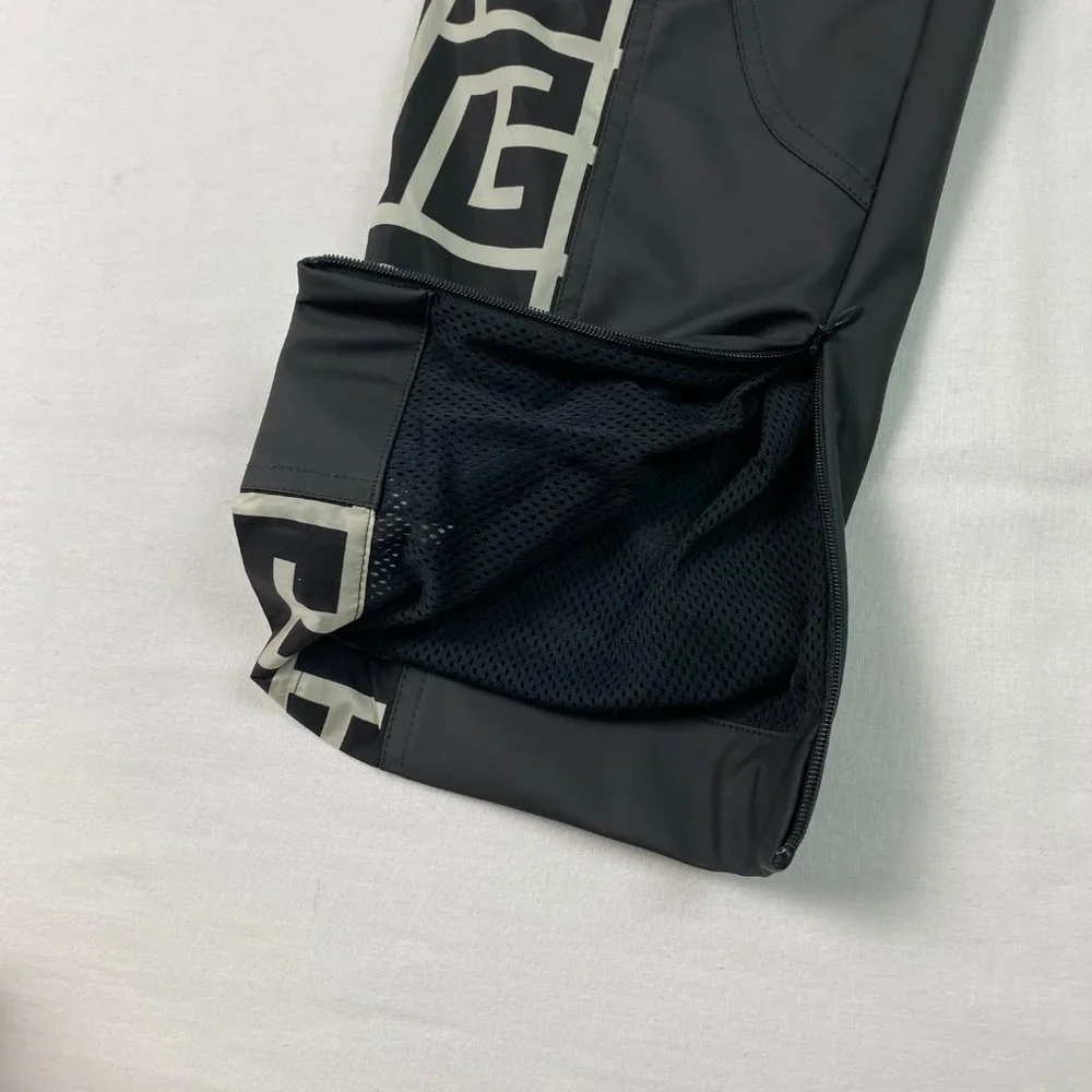 BALMAIN mens Maxi Monogram Knee-Pad Track Pants Nylon Jogger‎ Black Ivory 48